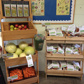 stand of fruits and vegetables