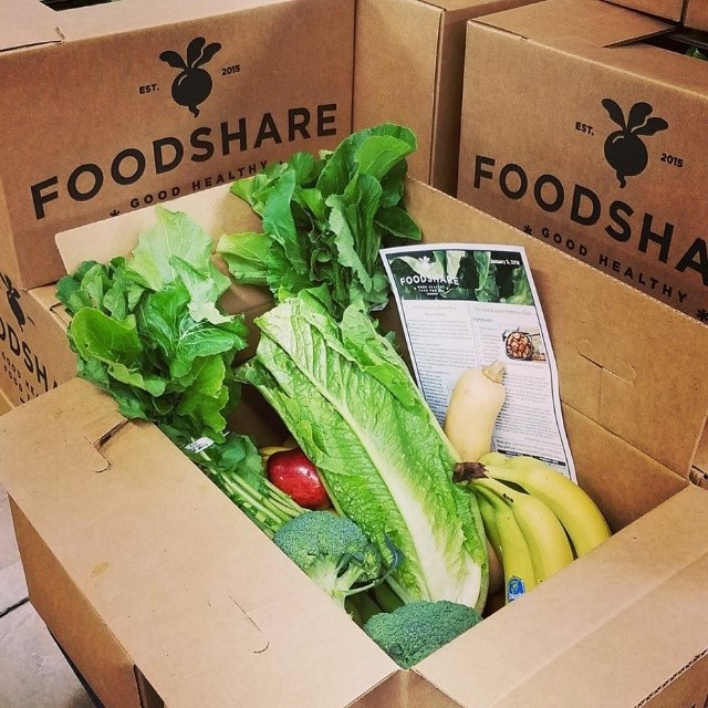 FoodShare boxes filled with fresh produce
