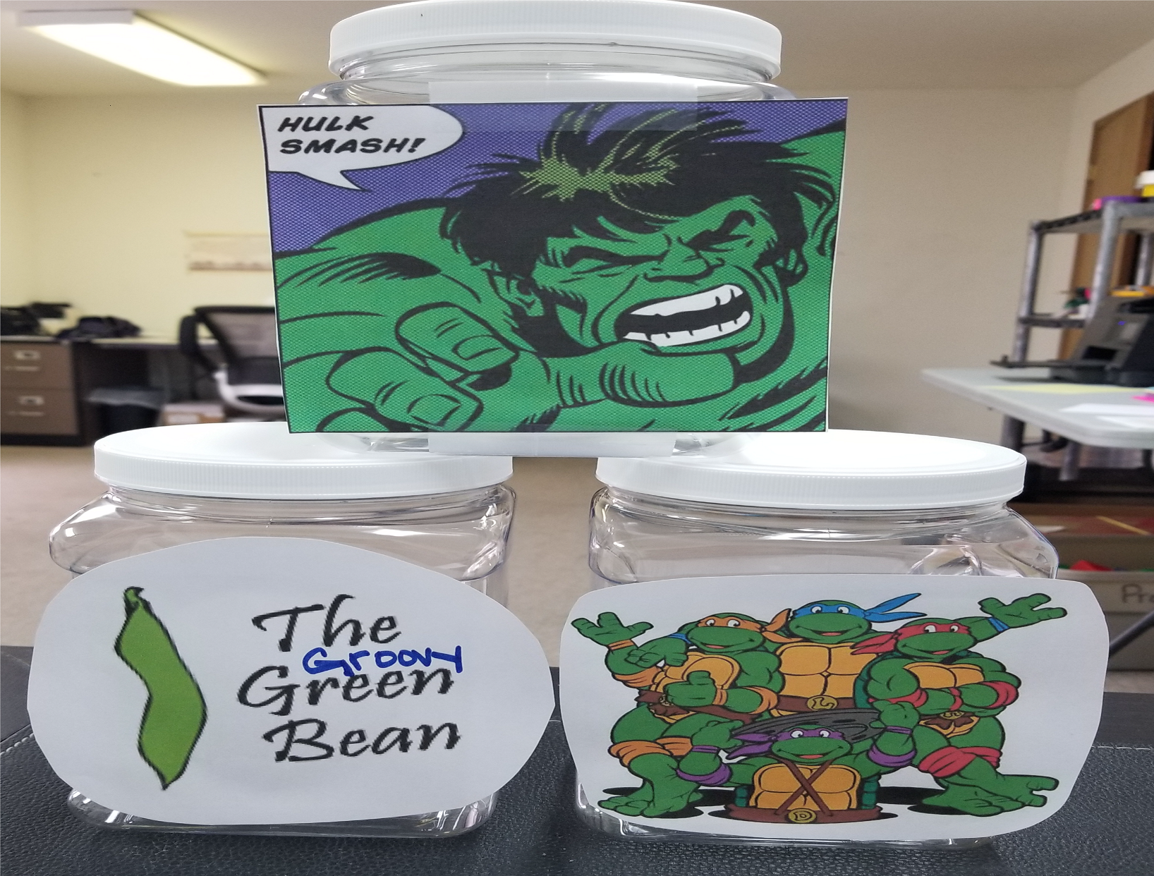 voting jars for green bean names