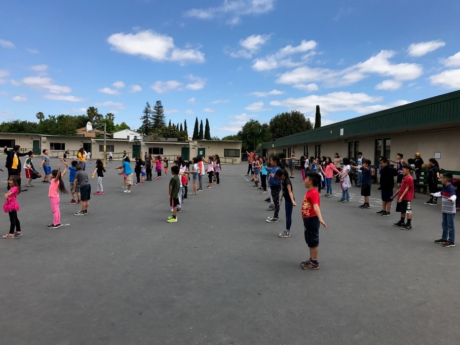 kids doing activity outside