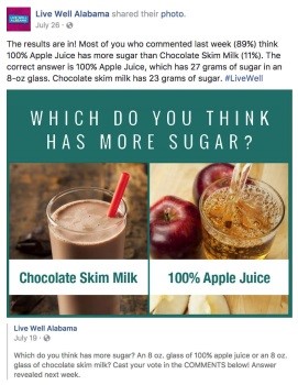 facebook post about sugar