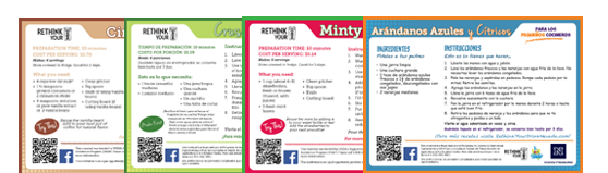 sample of recipe cards from rethink your drink Nevada 