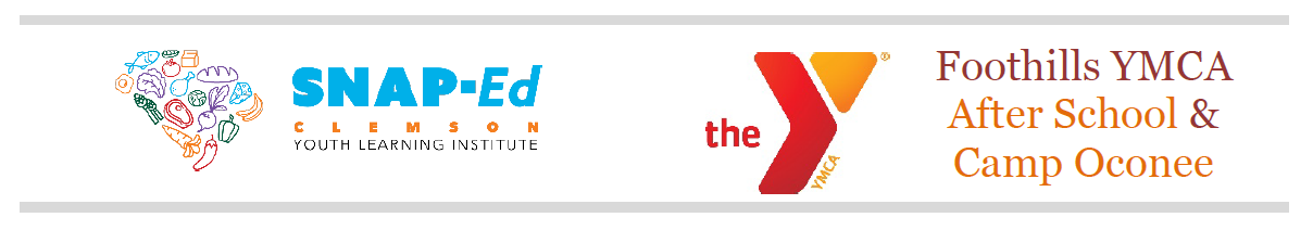 SNAP-Ed Clemson logo and the Y Foothills YMCA After School & Camp Oconee logo