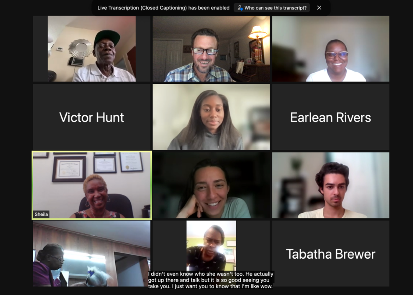 screen capture of online training with 9 participants on a zoom call