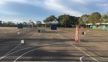 parking lot with a course set up
