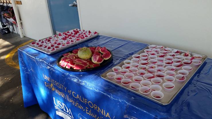 fruit in tasting cups on a table