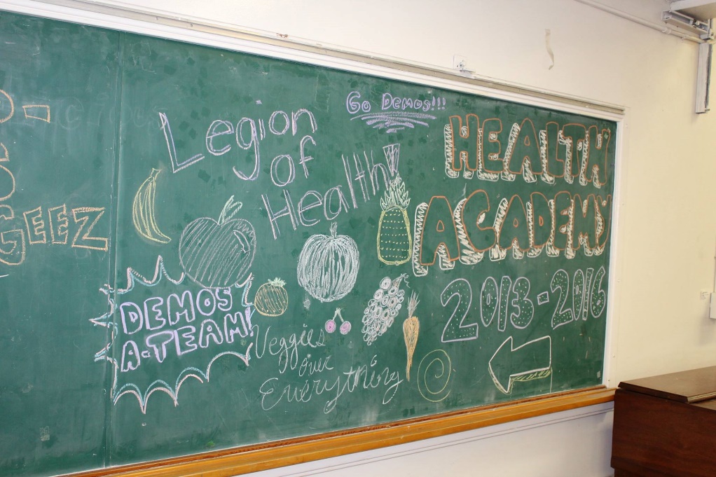 a chalk board with health words written all over it