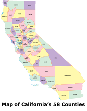 Map of California's 58 Counties