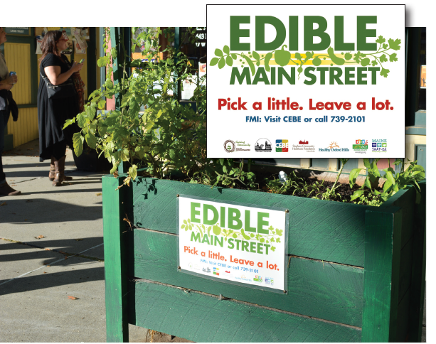 photo of Edible Main Street planter and logo.