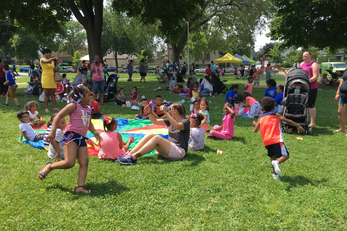 kids playing in the grass