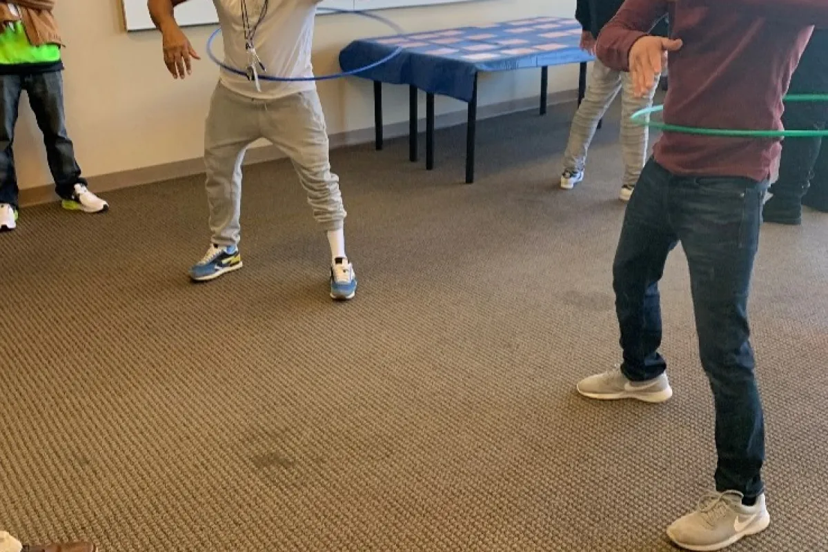 exercising with hula hoops