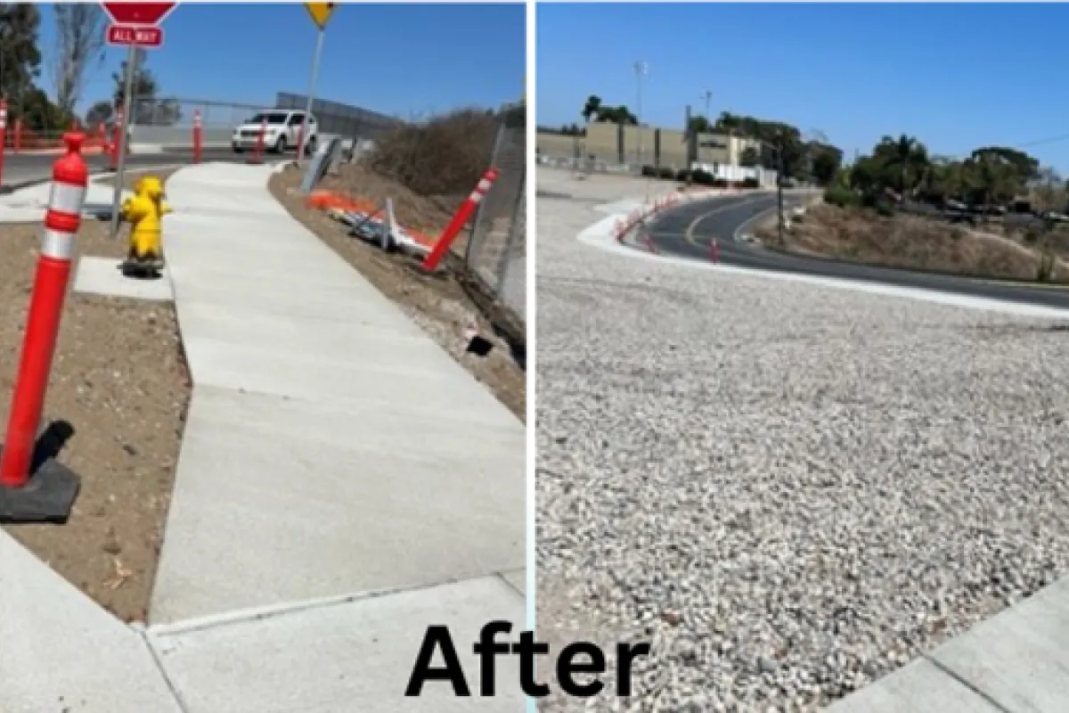 Road improvements with sidewalk