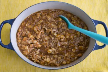 chicken pozole soup in a serving dish