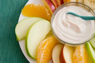 fresh fruit with yogurt dip