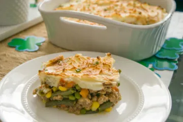 a piece of shepherd's pie on a plate