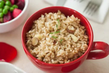 brown rice pilaf in a cup