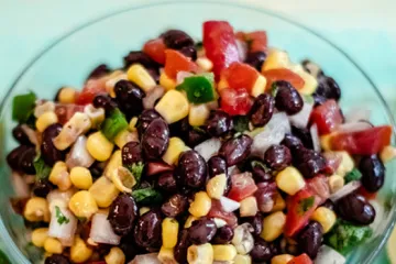 Squash salsa with black beans, corn and peppers