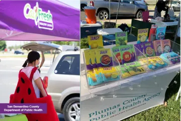 healthy snack resources available for pickup at a CalFresh location