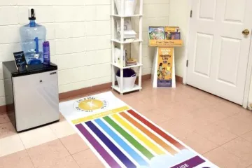 water refilling station and a portable exercise mat