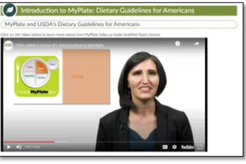 Screenshot of an online nutrition course- educators talking about MyPlate