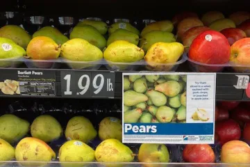 Example of a shelf talker sign in the produce section of a store