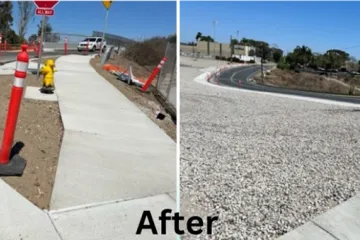 Road improvements with sidewalk