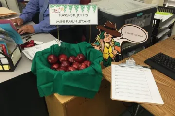 basket of apples on a table