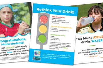 kids shown in marketing materials drinking water