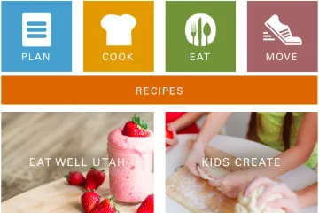 screen shot of Utah's Create web page; plan, cook, eat, move