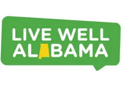 Live well alabama with a green background