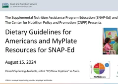 Dietary Guidelines for Americans and MyPlate Resources for SNAP-Ed Webinar August 15, 2024 screenshot