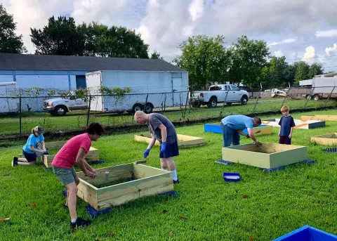 community gardening together