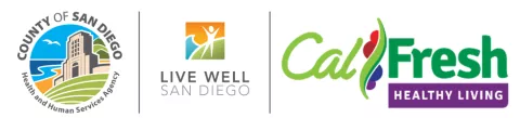 Logos for County of San Diego, Live Well San Diego, Cal Fresh Healthy Living