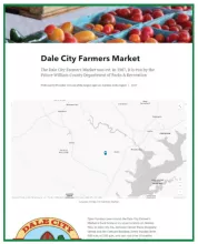 sample view of map of mrkets Dale City Farmers Market and a pictgure of produce with a map